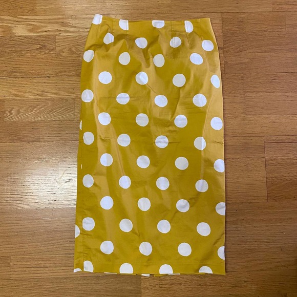 Boden Skirts Boden Mustard Yellow Polka Dot Straight Pencil Midi
